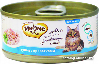 

Консервированный корм для кошек Мнямс тунец с креветками в нежном желе 70 г