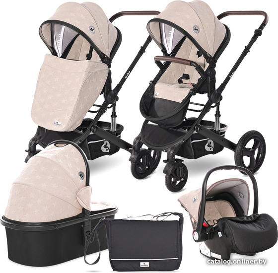

Универсальная коляска Lorelli Boston 2021 (3 в 1, beige string stars)