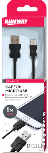 

Кабель Runway RR340-m USB - microUSB (1 м, черный)