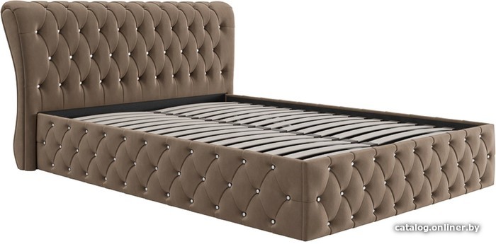 

Кровать Bon Mebel Камелия с ПМ 160x200 (стразы/велюр кофе)