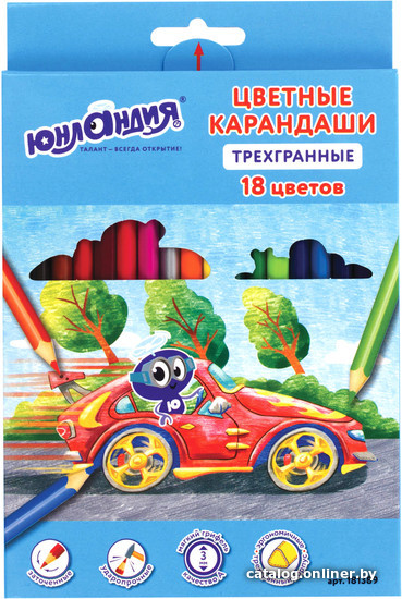 

Набор цветных карандашей Юнландия Юнландик быстрее всех 181389 (18цв)