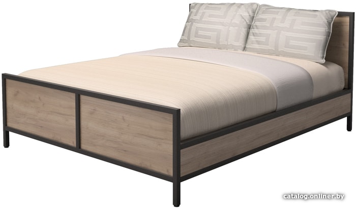 

Кровать Millwood Neo Loft KM-2/L 160x200 (дуб табачный Craft/металл черный)