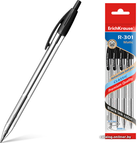 

Набор шариковых ручек Erich Krause R-301 Classic Matic черный 46757 (4 шт)