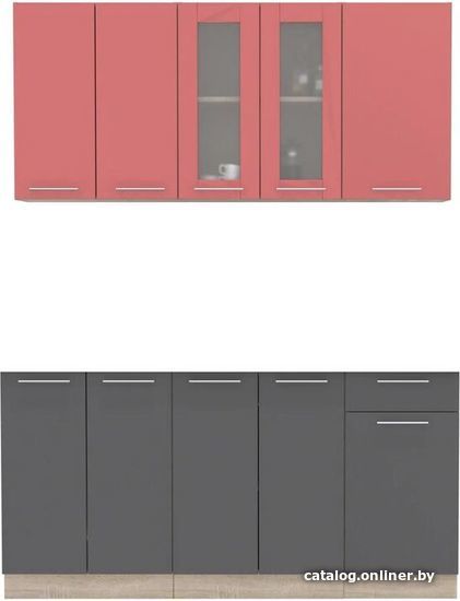 

Готовая кухня Интерлиния Мила 16-60 без столешницы (красный/антрацит)