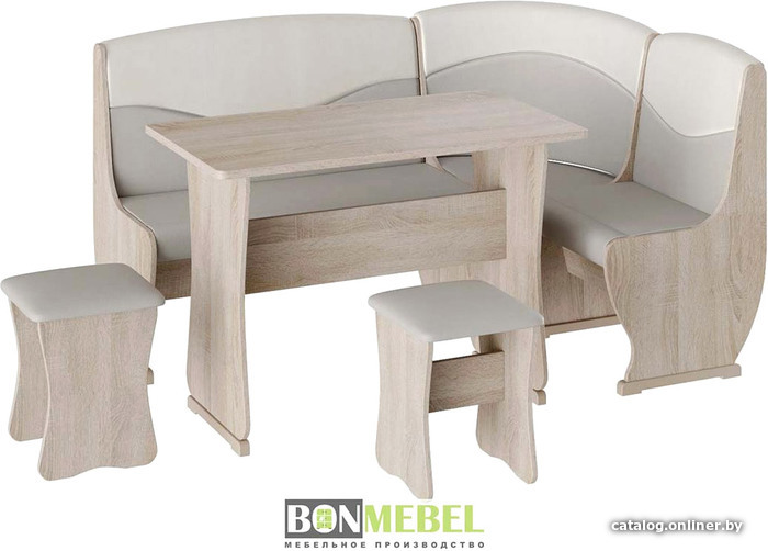 

Обеденная группа Bon Mebel Уют-2 (дуб сонома/кожзам серый/кожзам белый)