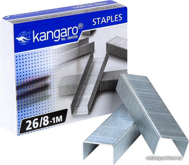 

Скобы канцелярские Kangaro 26/8 1000 шт (металлик)