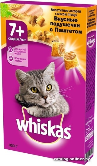 

Сухой корм для кошек Whiskas Аппетитное ассорти с мясом птицы для кошек старше 7 лет 0.35 кг