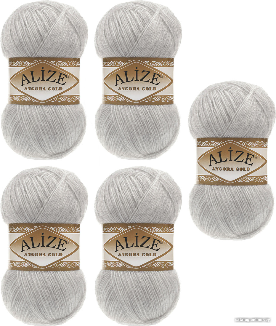 

Набор пряжи для вязания Alize Angora Gold 208 (550 м, светло-серый, 5 мотков)
