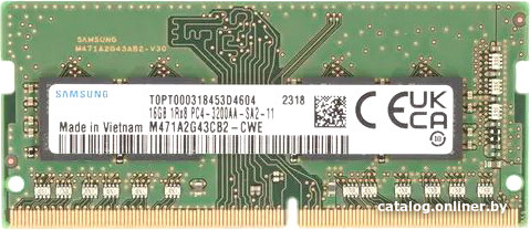 

Оперативная память Samsung 16ГБ DDR4 SODIMM 3200 МГц M471A2G43CB2-CWE