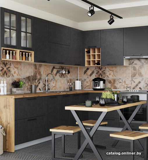 

Готовая кухня МК Стиль Loft 3.0х1.95 м (камень темный)