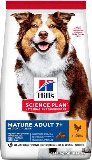 

Сухой корм для собак Hill's Science Plan Mature Adult Medium 7+ с курицей 12 кг