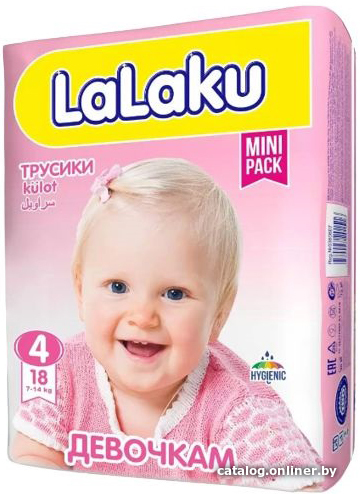 

Трусики-подгузники LaLaKu 4 Maxi для девочек (18 шт)