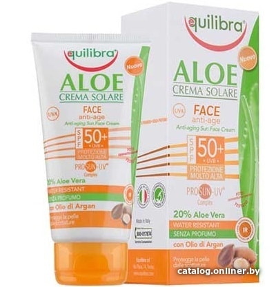 

Средства для загара, автозагар Equilibra Aloe с комплексом Prosun-UV SPF50+ 150 мл