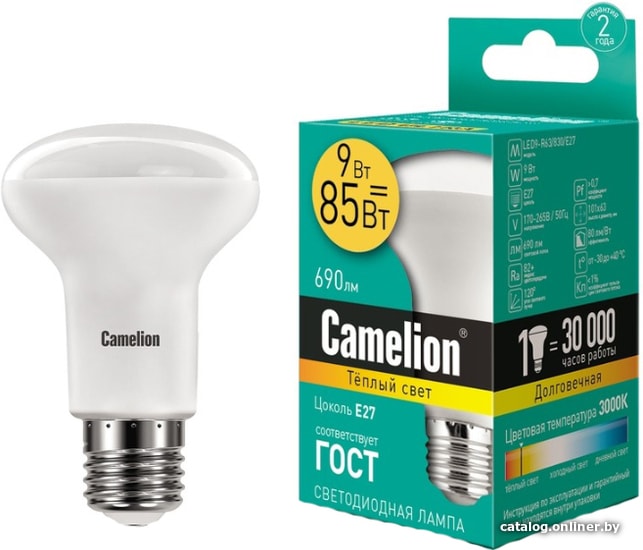 

Светодиодная лампочка Camelion LED9-R63 E27 9 Вт 3000 К