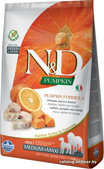 

Сухой корм для собак Farmina N&D Pumpkin Codfish&Orange Adult Medium & Maxi 2.5 кг