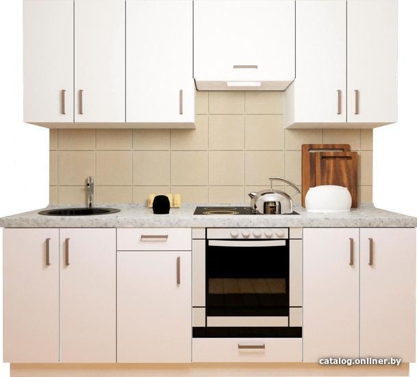 

Готовая кухня Хоум Лайн Кристалл Плюс 2200 (белый глянец/белый глянец)