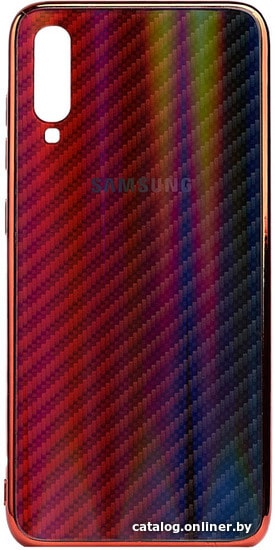 

Чехол для телефона EXPERTS Aurora Glass для Samsung Galaxy A40 с LOGO (красно-синий)