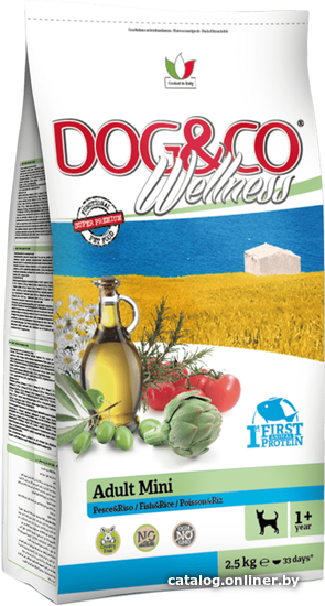 

Сухой корм для собак Dog&Co Wellness Adult Mini Fish&Rice 2.5 кг