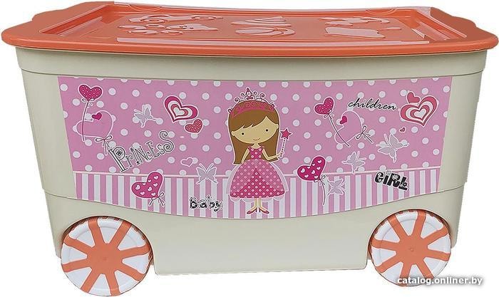 

Ящик для хранения Эльфпласт KidsBox (коралловый/слоновая кость)