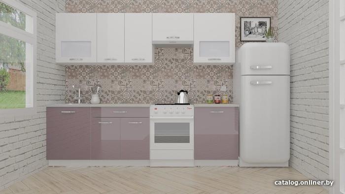 

Готовая кухня ВерсоМебель ЭкоЛайт-6 2.5 (белый/глициния)