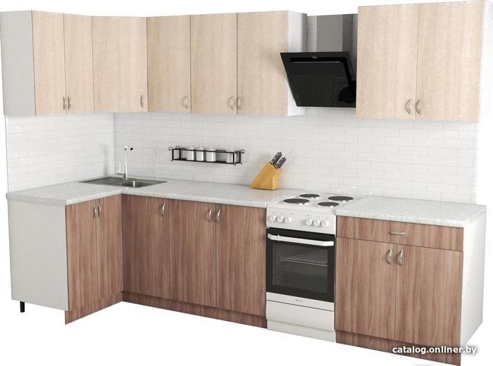

Готовая кухня Хоум Лайн Агата 1200х2600 угловой (ясень шимо тёмный/ясень шимо светлый)