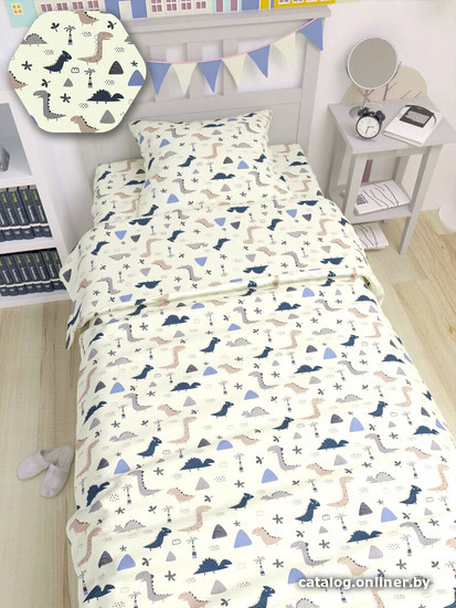 

Постельное белье Amarobaby Time To Sleep Little Dino AMARO-3403-LD (бежевый/синий)