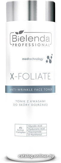 

Bielenda Тоник для лица X-Foliate Anti Wrinkle Кислотный против морщин для зрелой кожи (200 мл)