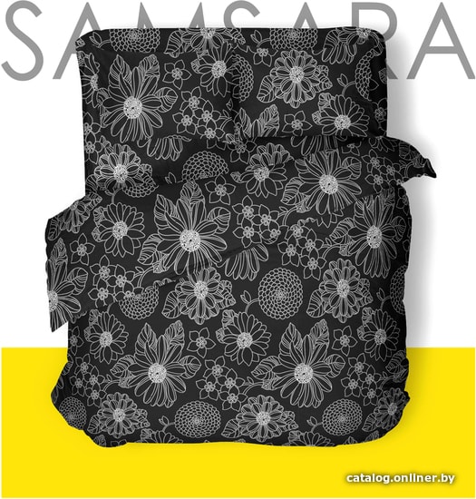 

Постельное белье Samsara Black Flowers Eng220-4 215x230 (евромакси)