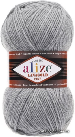 

Пряжа для вязания Alize Lanagold Fine 21 (390 м, серый)