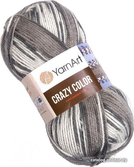 

Пряжа для вязания Yarnart Crazy color 137 100 г 260 м (белый/серый)