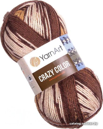 

Пряжа для вязания Yarnart Crazy color 138 100 г 260 м (бежевый/коричневый)