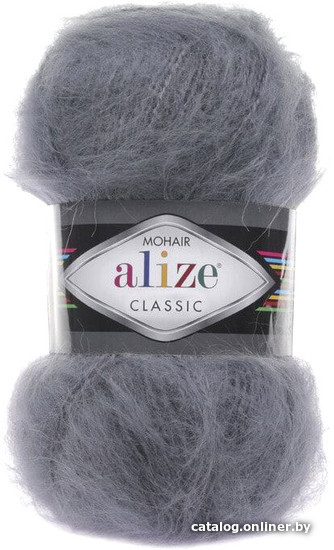 

Пряжа для вязания Alize Mohair classic 87 (200 м, угольный серый)