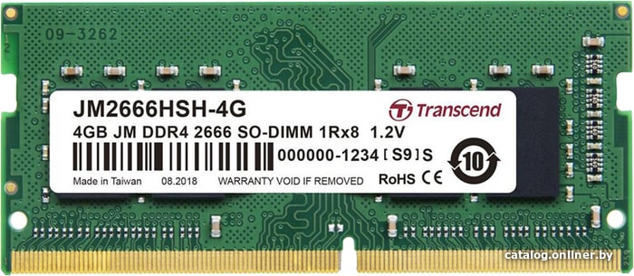 

Оперативная память Transcend 4GB DDR4 SODIMM PC4-21300 JM2666HSH-4G
