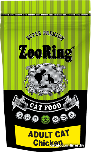 

Сухой корм для кошек ZooRing Adult Chicken (цыпленок с пребиотиком) 350 г