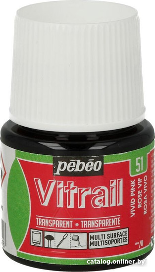 

Краска для стекла и керамики PEBEO Vitrail 050-051 (45 мл, ярко-розовый)