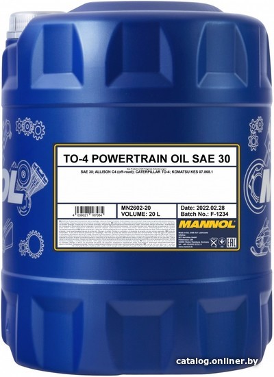 

Трансмиссионное масло Mannol TO-4 Powertrain Oil 30W MN2602-20 20л