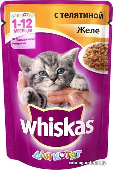 

Пресервы Whiskas для котят желе с телятиной 0.085 кг