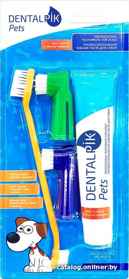 

Набор для чистки зубов Dentalpik Pets со вкусом говядины + 3 щетки (75 г)