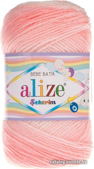 

Пряжа для вязания Alize Sekerim batik 6319 100 г 320 м (белый/розовый)