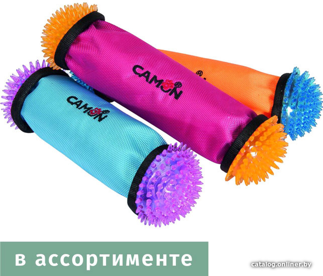 

Игрушка для собак Camon Чехол для бутылки тканевый с ежиками на концах AD041/A
