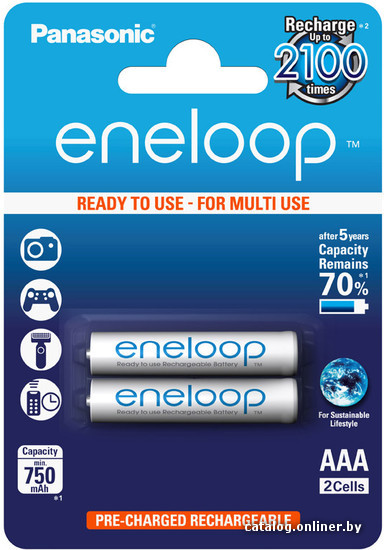 

Аккумулятор Panasonic Eneloop AAA 750mAh 2 шт. (BK-4MCCE/2BE)