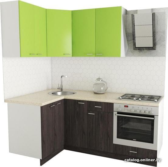 

Готовая кухня Хоум Лайн Луиза Люкс 1200x2000 угловой (флитвуд серая лава/зелёный лайм)