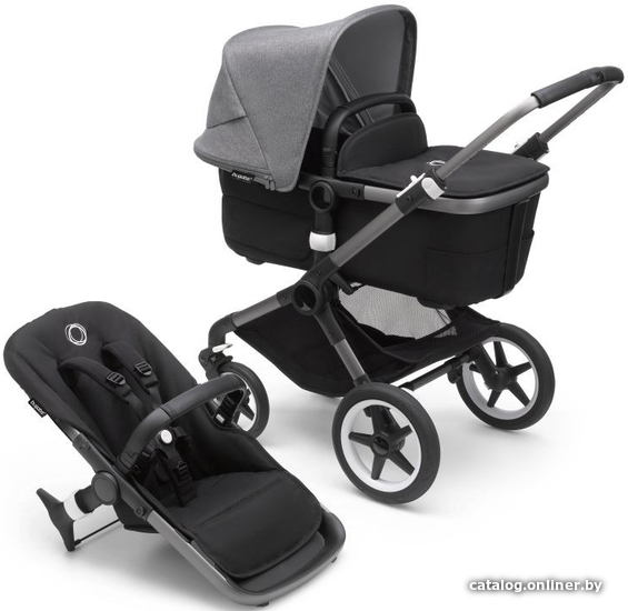 

Универсальная коляска Bugaboo Fox 3 (2 в 1, graphite midnight black/grey melange)