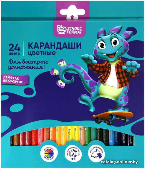 

Набор цветных карандашей Schoolformat Smart Dino КЦ24-СМД1 (24цв)