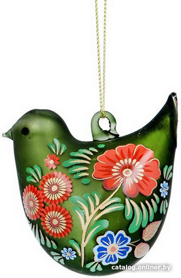 

Елочная игрушка Gisela Graham Floral Folk Art. Птица 01978-2 (зеленый)