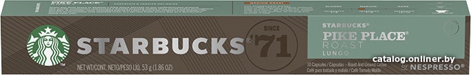

Кофе в капсулах Starbucks Pike Place Roast Lungo 10 шт