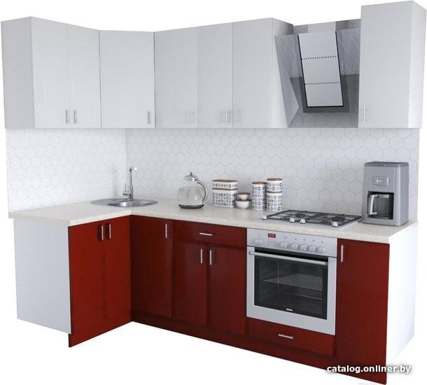 

Готовая кухня Хоум Лайн Кристалл Люкс 1200х2500 угловой (бургундский глянец/белый)