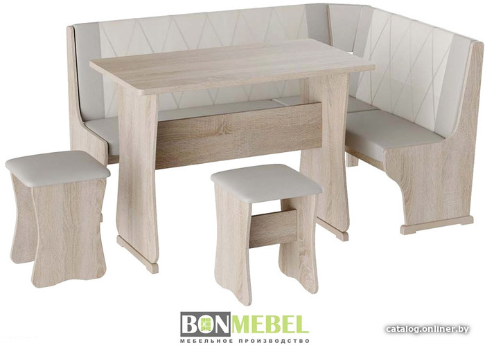 

Обеденная группа Bon Mebel Гамма тип 2 (дуб сонома/кожзам серый/кожзам белый)