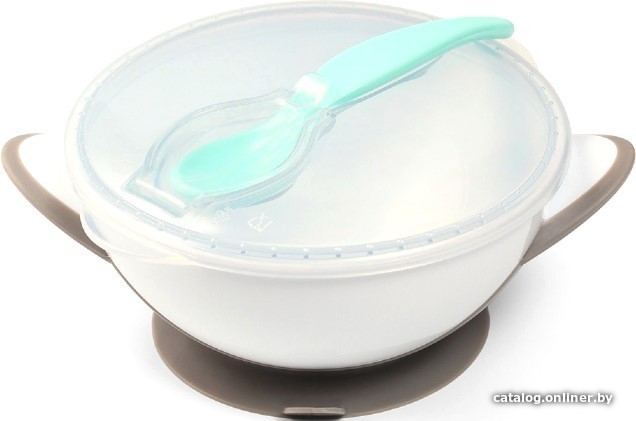 

BabyOno Миска с присоской и ложкой 6м+ 1063 (серый)