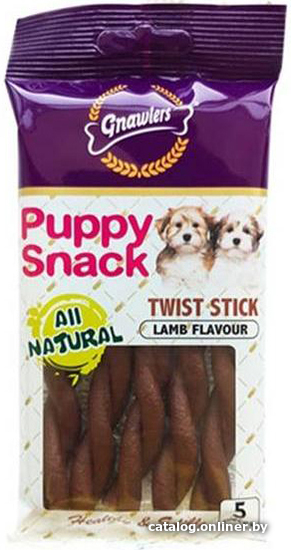 

Лакомство для собак Gnawlers Puppy с ягненком, кальцием и таурином Twist G5734 (5 шт, 80 г)